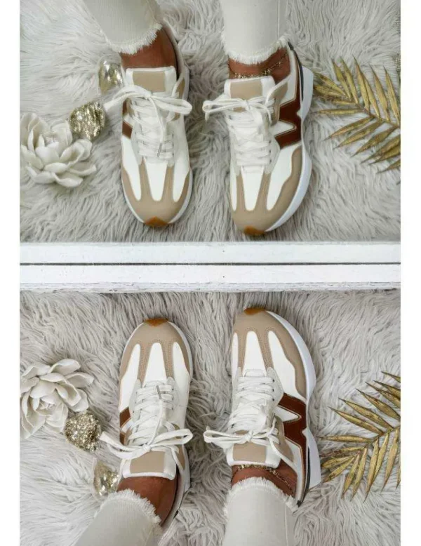 My Look Féminin baskets "inspi" camel et kaki Sale