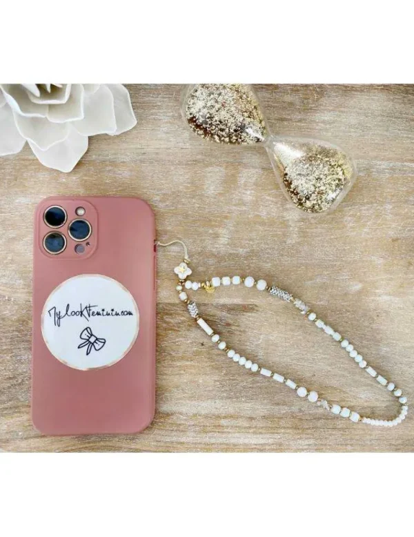 My Look Féminin Bijou de téléphone "White & gold" Online