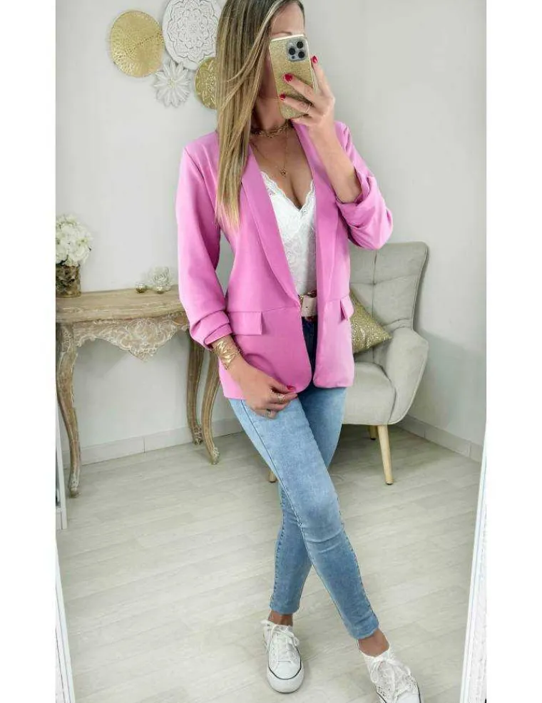 blazer_rose_manches__0.webp My Look Féminin blazer rose manches 3/4 Online