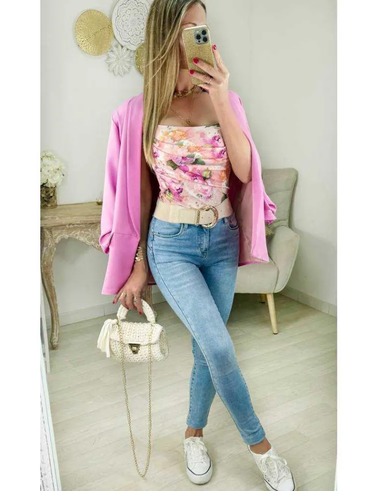 blazer_rose_manches__2.webp My Look Féminin blazer rose manches 3/4 Online