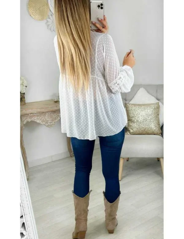 My Look Féminin blouse blanche en voilage & plumetis Best