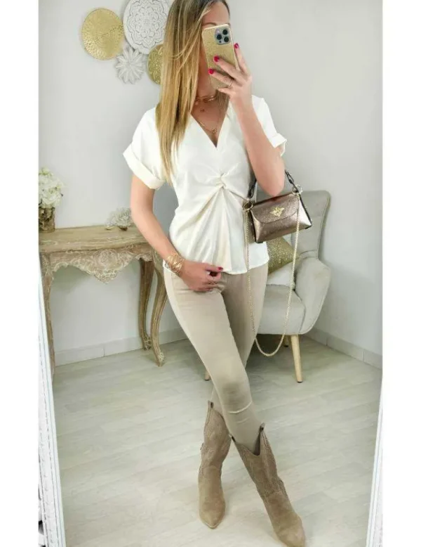 My Look Féminin blouse fluide écru & drapée Best