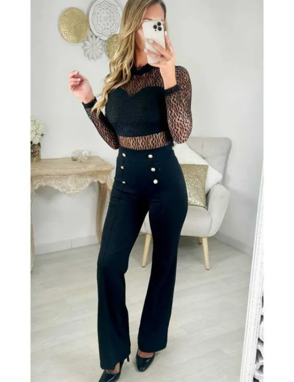 My Look Féminin body noir buste & manches dentelle Outlet