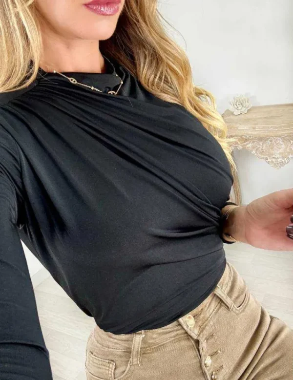 My Look Féminin Body noir style lycra froncé Online