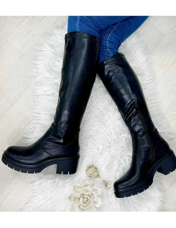 My Look Féminin Bottes noires style cuir Hot