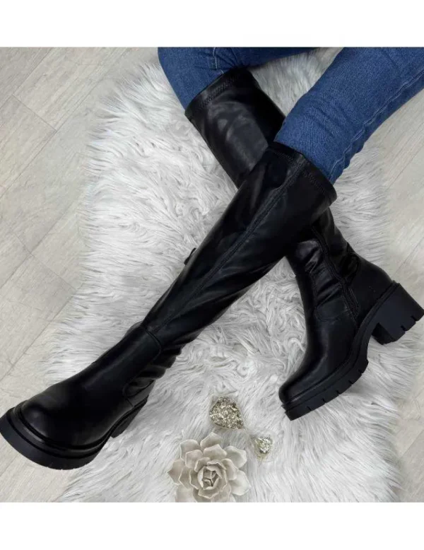 My Look Féminin Bottes noires style cuir Hot