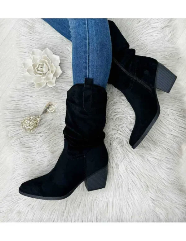 My Look Féminin Bottines noir style daim Best