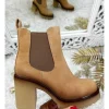 My Look Féminin bottines style daim caramel talons crantés Online