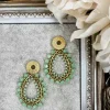 My Look Féminin boucles d'oreilles dorées perles vert d'eau Discount