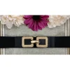 My Look Féminin Ceinture noire double boucle "carrés d'or" Outlet