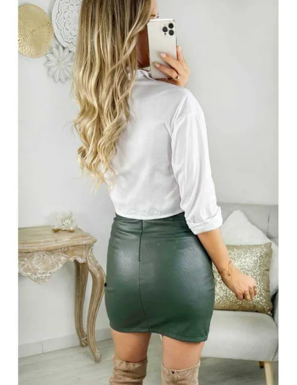 My Look Féminin chemise courte blanche et poches Clearance