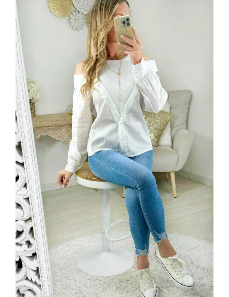 chemisier_blanc_effet_deu_1.webp My Look Féminin chemisier blanc effet deux pièces Outlet