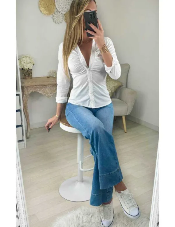 My Look Féminin Chemisier blanc effet froncé New