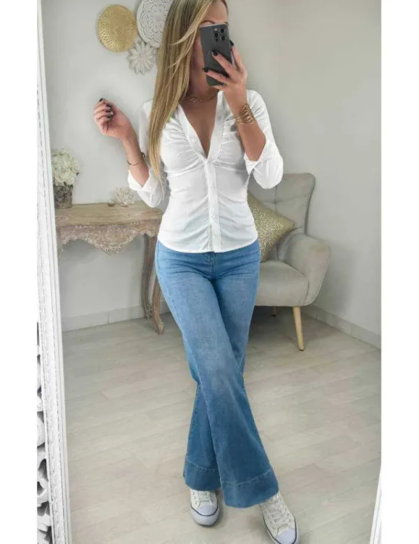 My Look Féminin Chemisier blanc effet froncé New