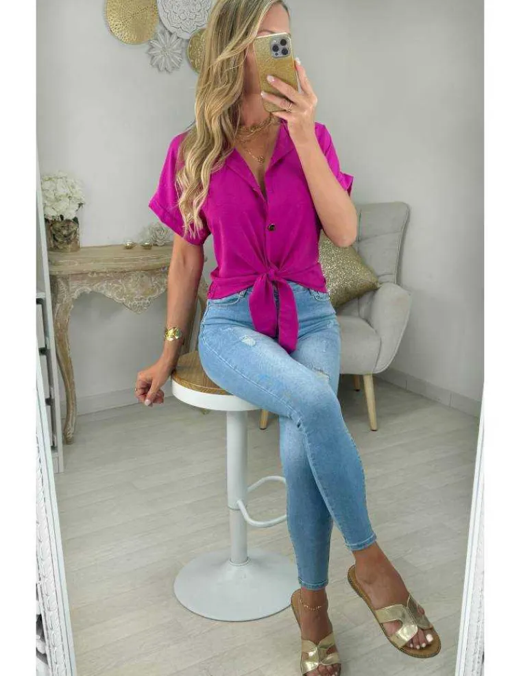 chemisier_fluide_fuchsia__0.webp My Look Féminin chemisier fluide fuchsia noué Online