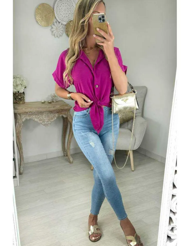 chemisier_fluide_fuchsia__1.webp My Look Féminin chemisier fluide fuchsia noué Online