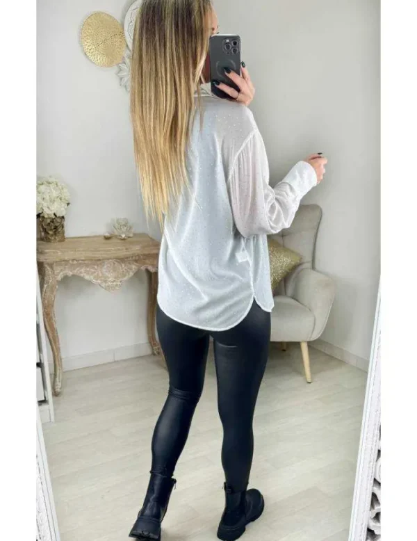 My Look Féminin Chemisier voilage blanc et strass Hot