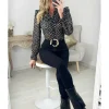 My Look Féminin Chemisier voilage noir motifs beige Best