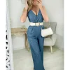 My Look Féminin combi pantalon bleu jeans Sale
