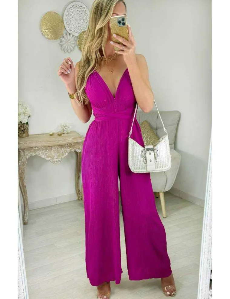 combi_pantalon_gaze_de_co_0-3.webp My Look Féminin combi pantalon gaze de coton fuchsia Clearance