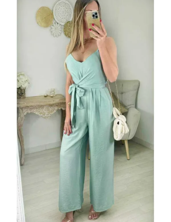 My Look Féminin combi pantalon vert d'eau nouée Online