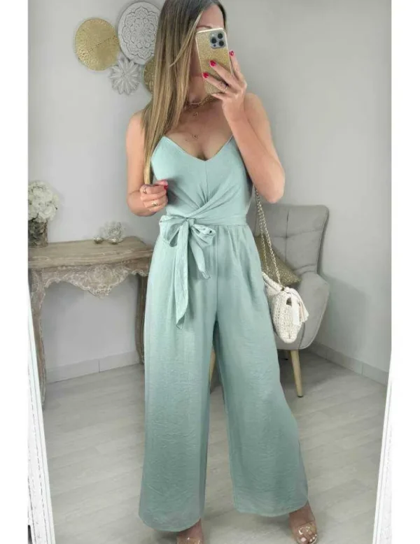 My Look Féminin combi pantalon vert d'eau nouée Online