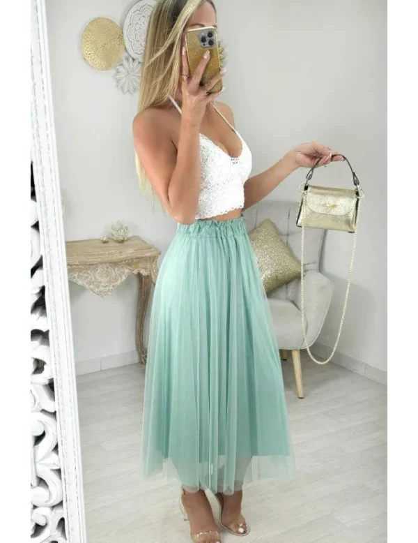 My Look Féminin crop top blanc en broderie Clearance