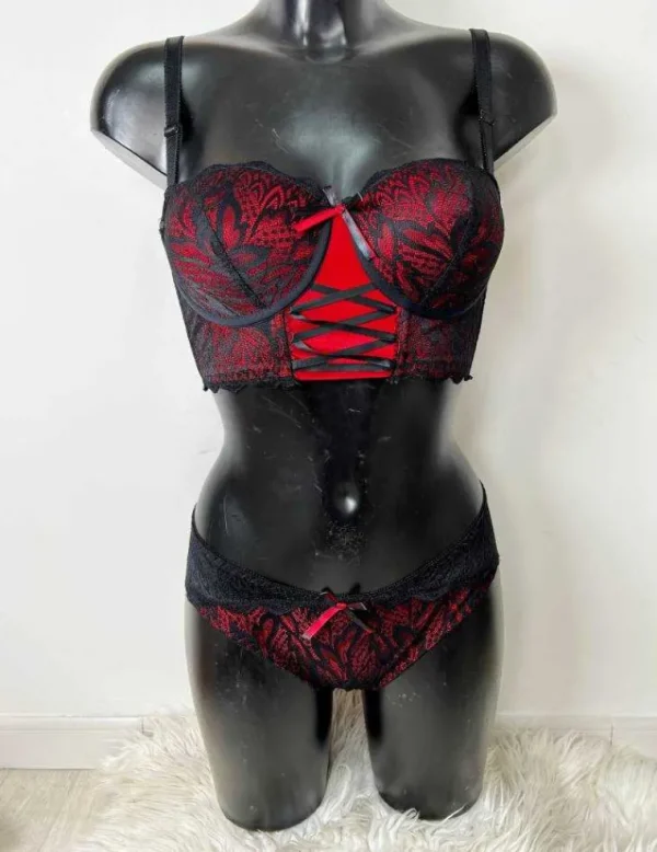 My Look Féminin Culotte effet corset " Red & Black " Online