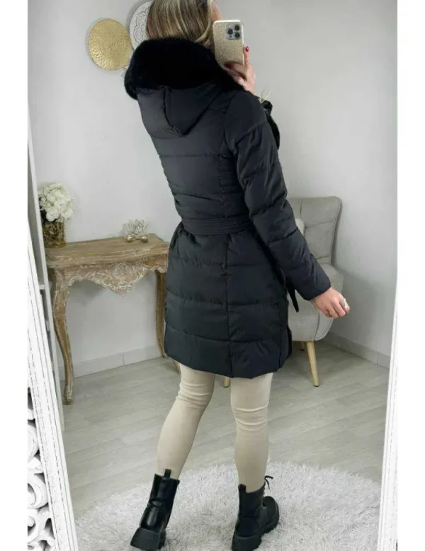 My Look Féminin Doudoune noire style fourrure Clearance