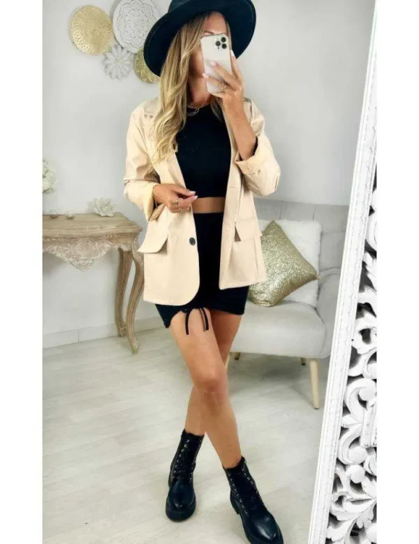My Look Féminin ensemble crop pull et jupe froncée noir Online