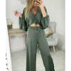 My Look Féminin Ensemble fluide kaki asymétrique Discount
