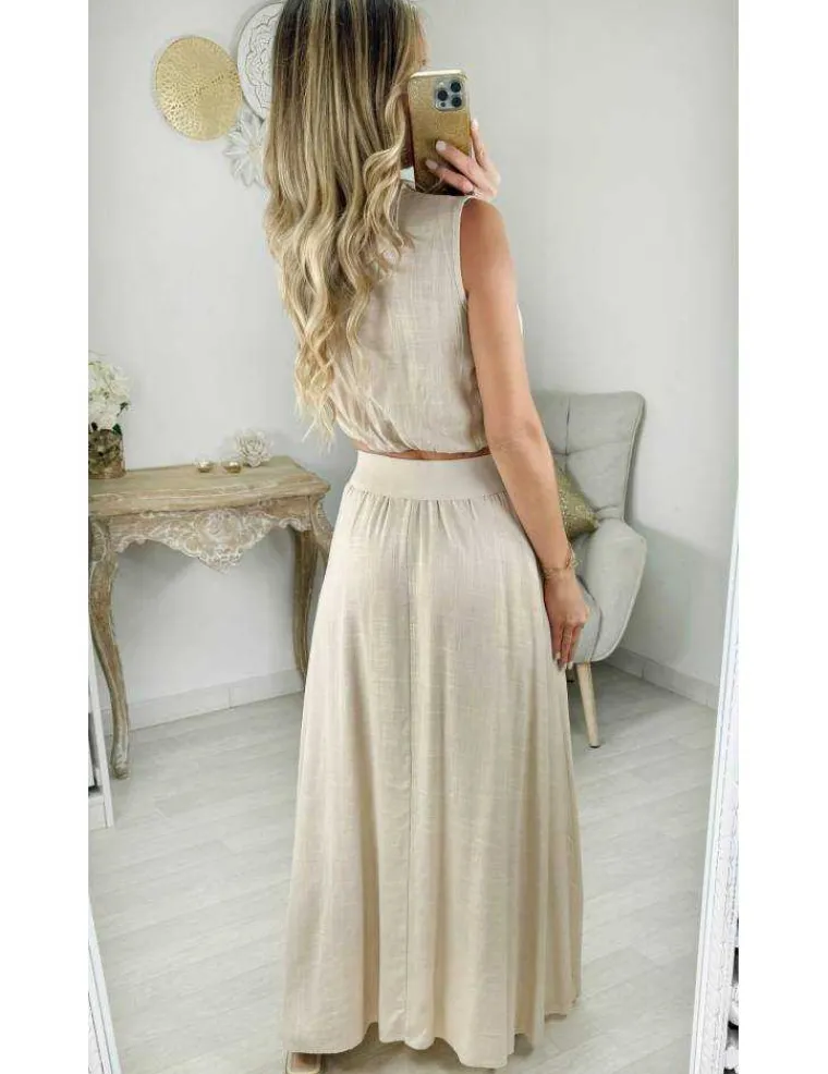 ensemble_style_lin_beige__1.webp My Look Féminin ensemble style lin beige top et jupe Online