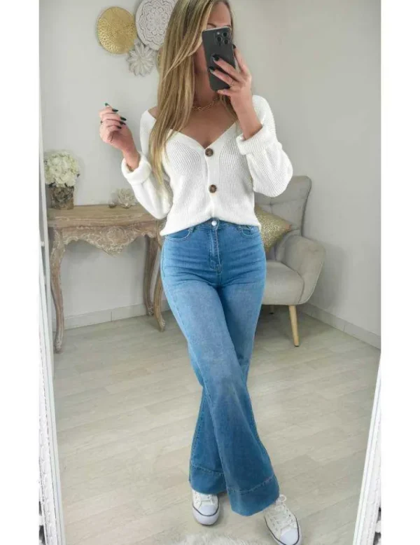 My Look Féminin Gilet blanc boutonné Best