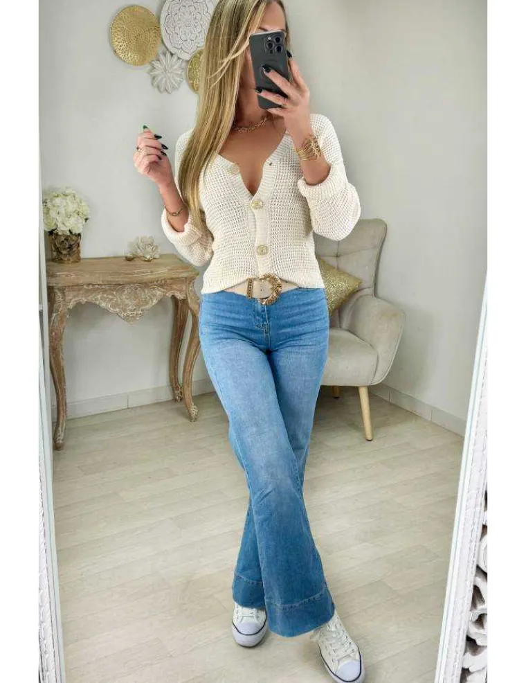 gilet_cru_effet_nacr_1.webp My Look Féminin Gilet écru effet nacré Clearance