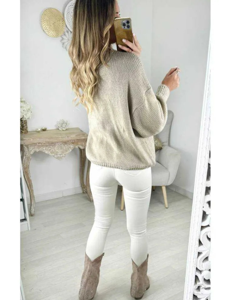gilet_en_maille_nou_fleur_1.webp My Look Féminin Gilet en maille noué fleurs brodés Best