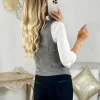 My Look Féminin gilet sans manches gris chiné rayé Best