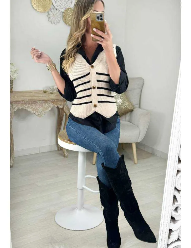 gilet_sans_manches_style__0.webp My Look Féminin Gilet sans manches style mariniere Discount