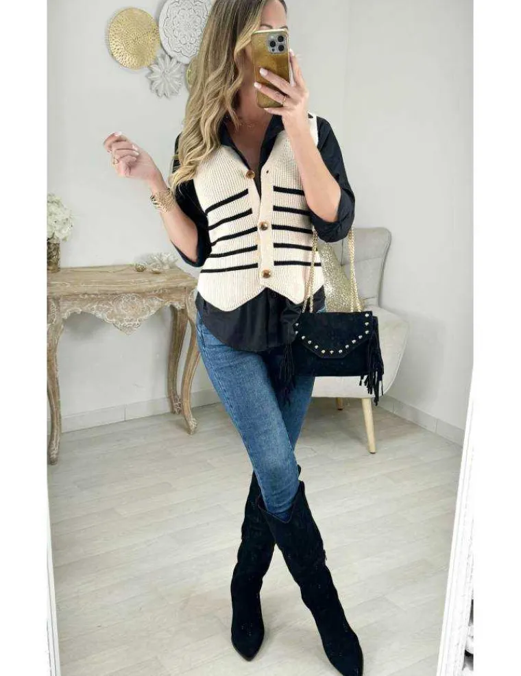 gilet_sans_manches_style__1.webp My Look Féminin Gilet sans manches style mariniere Discount