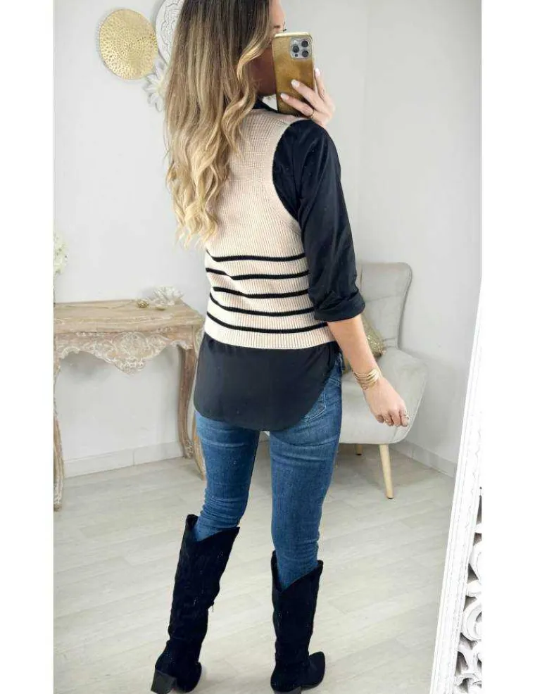 gilet_sans_manches_style__2.webp My Look Féminin Gilet sans manches style mariniere Discount