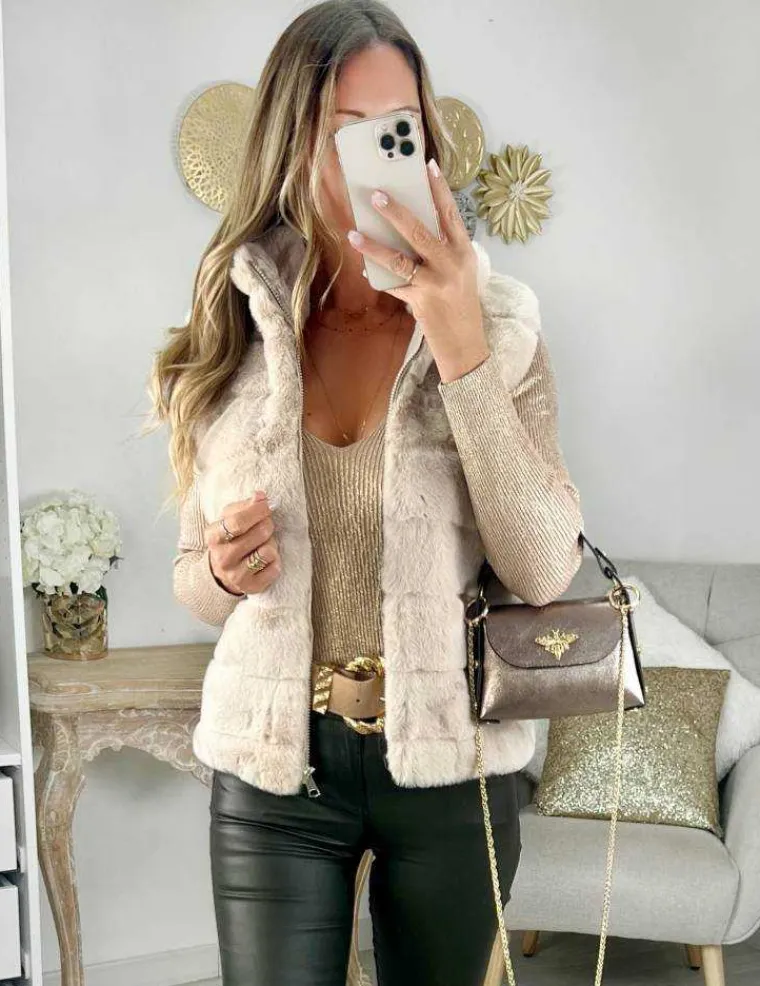 gilet_style_fourrure_beig_0.webp My Look Féminin gilet style fourrure beige Sale