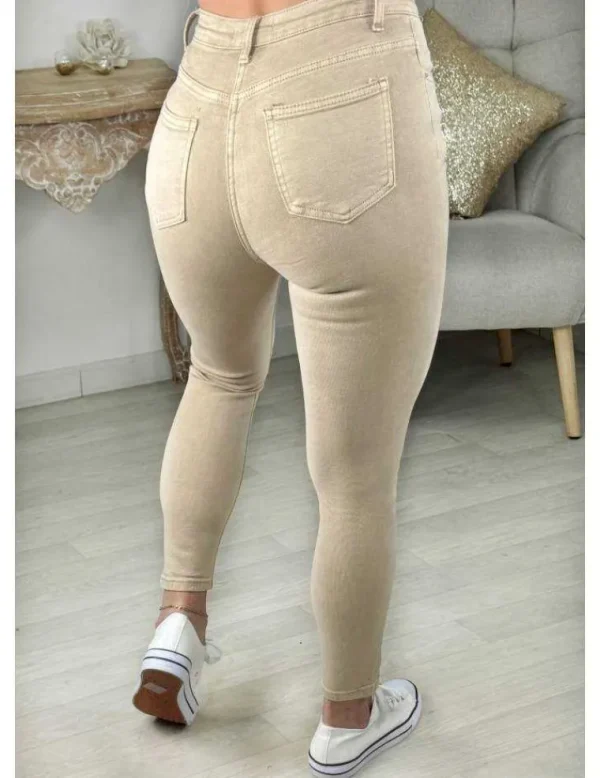 My Look Féminin Jeans basique beige Hot