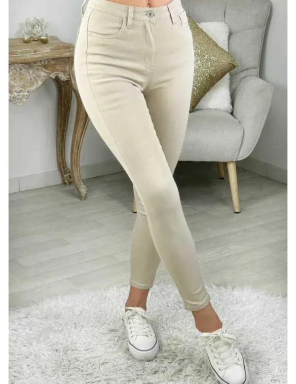 My Look Féminin jeans beige slim basique New