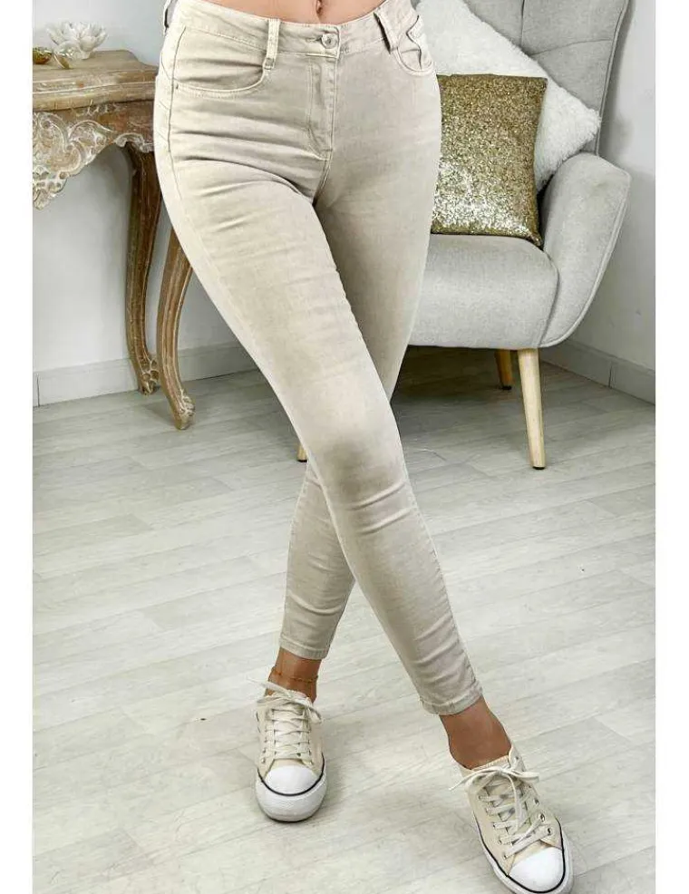 jeans_beige_slim_pushup_0.webp My Look Féminin jeans beige slim push-up Online