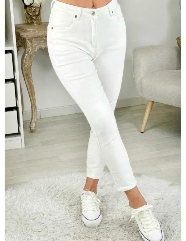 My Look Féminin jeans blanc mum et basique Online