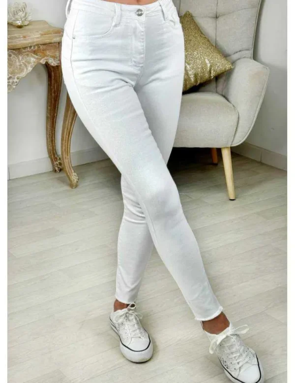 My Look Féminin jeans blanc slim push-up Outlet