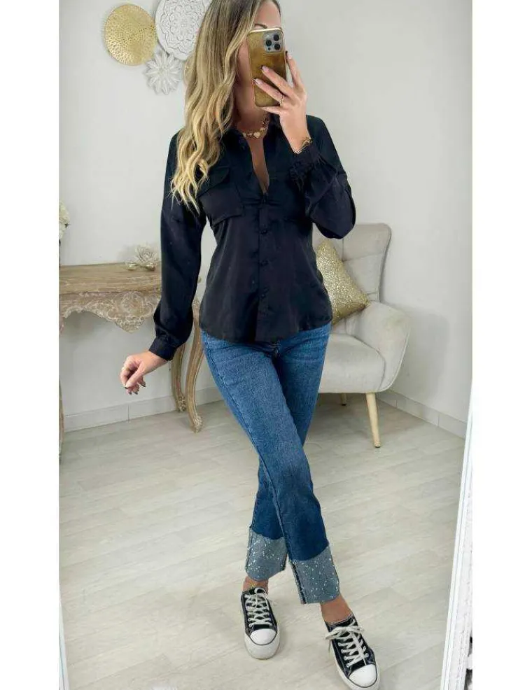 jeans_bleu_basique_ourlet_2.webp My Look Féminin Jeans bleu basique ourlet strass Clearance