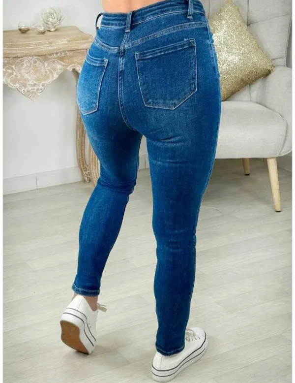 My Look Féminin Jeans bleu brut et coeur rouge Hot