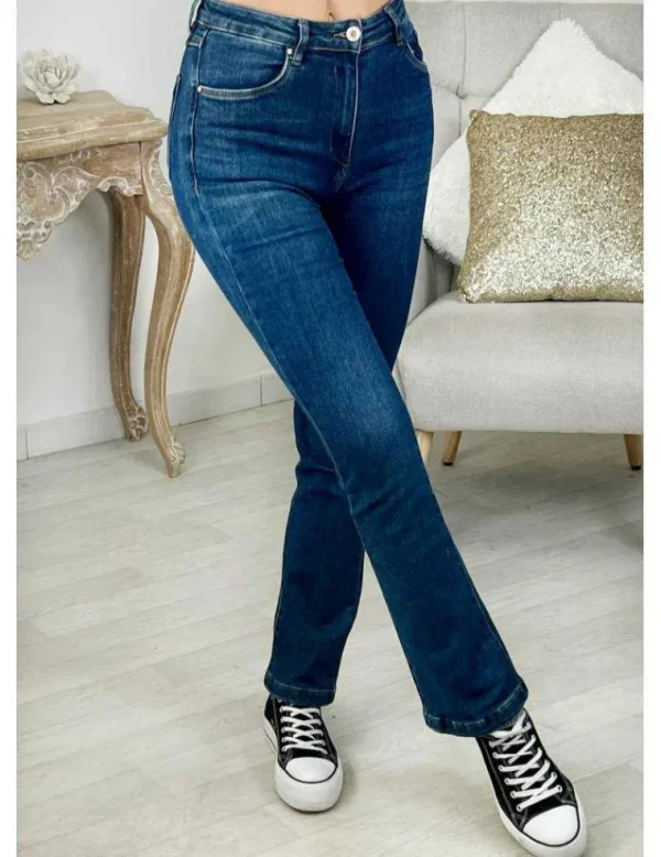 My Look Féminin Jeans bleu Brut "flare" Outlet