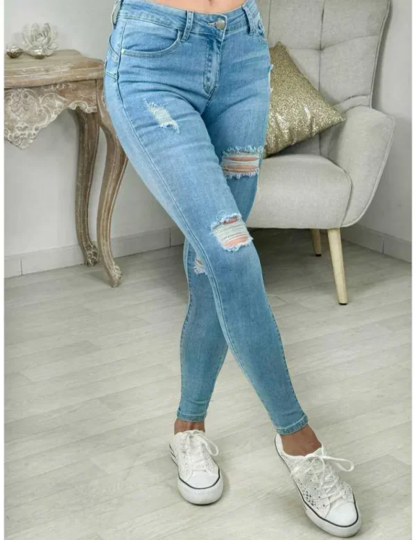 My Look Féminin jeans bleu ciel push-up "used" Sale