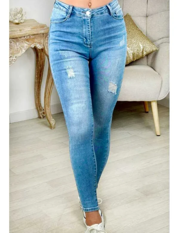 My Look Féminin jeans bleu ciel push-up usé Online